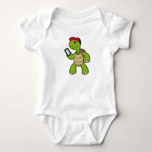 Turtle with Phone & Hat Baby Bodysuit