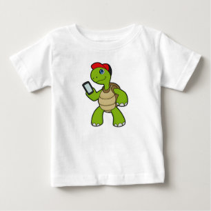 Turtle with Phone & Hat Baby T-Shirt
