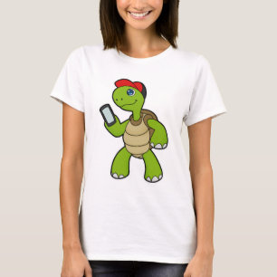 Turtle with Phone & Hat T-Shirt