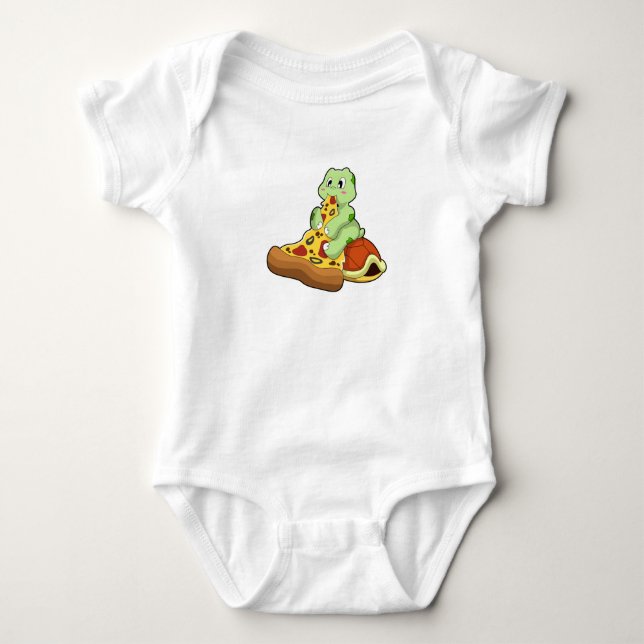 Turtle with Pizza Baby Bodysuit (Front)