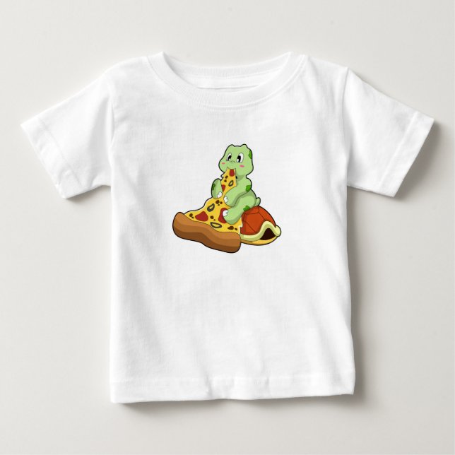 Turtle with Pizza Baby T-Shirt (Front)