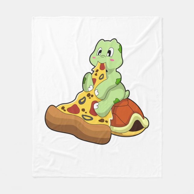 Turtle with Pizza Fleece Blanket (Front)