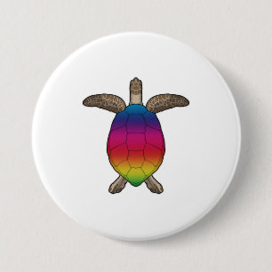 Turtle with Rainbow Colours 7.5 Cm Round Badge