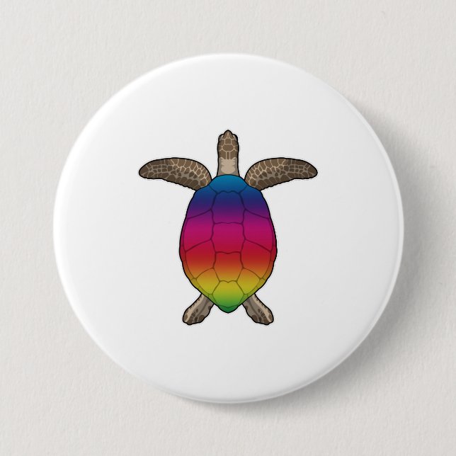 Turtle with Rainbow Colours 7.5 Cm Round Badge (Front)