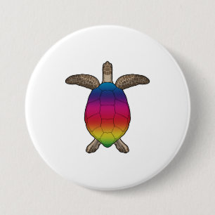 Turtle with Rainbow Colours 7.5 Cm Round Badge