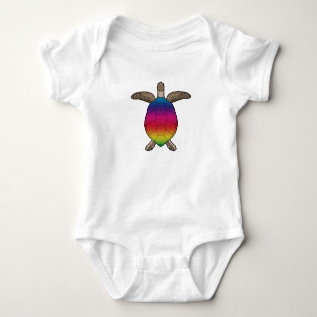 Turtle with Rainbow Colours Baby Bodysuit (Front)
