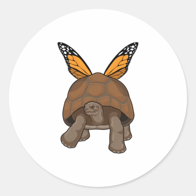 Turtle with Rainbow Colours Classic Round Sticker (Front)
