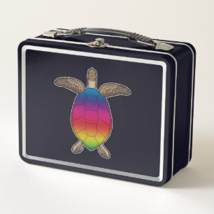 Turtle with Rainbow Colours Metal Lunch Box