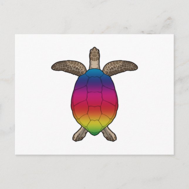 Turtle with Rainbow Colours Postcard (Front)