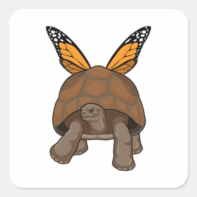 Turtle with Rainbow Colours Square Sticker (Front)