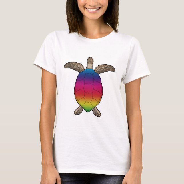 Turtle with Rainbow Colours T-Shirt (Front)