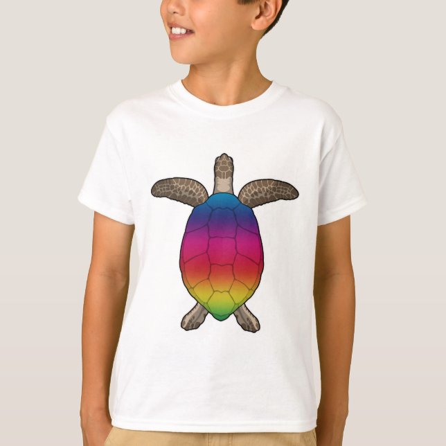 Turtle with Rainbow Colours T-Shirt (Front)