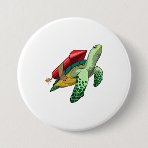Turtle with Rocket 7.5 Cm Round Badge