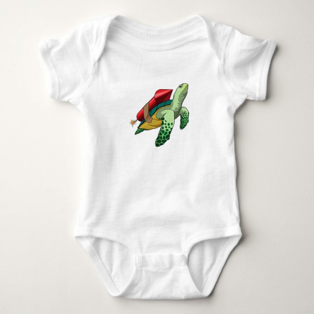 Turtle with Rocket Baby Bodysuit (Front)