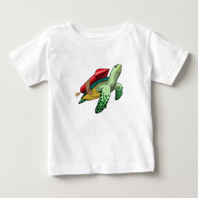 Turtle with Rocket Baby T-Shirt (Front)