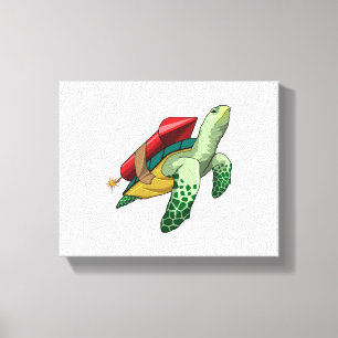 Turtle with Rocket Canvas Print