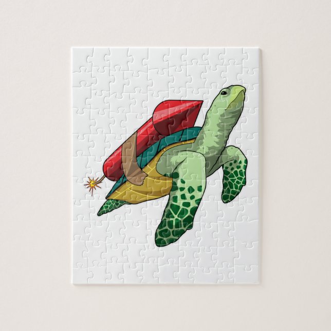 Turtle with Rocket Jigsaw Puzzle (Vertical)