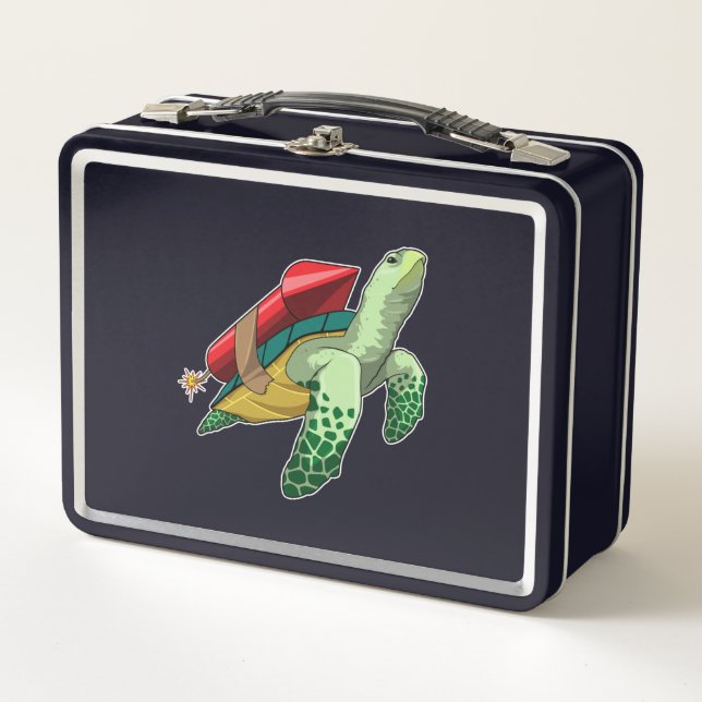 Turtle with Rocket Metal Lunch Box (Front)