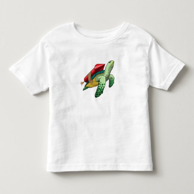 Turtle with Rocket Toddler T-Shirt (Front)