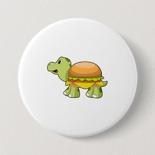 Turtle with Shell as Burger.PNG 7.5 Cm Round Badge