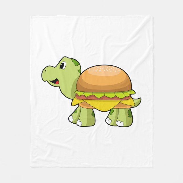 Turtle with Shell as Burger.PNG Fleece Blanket (Front)