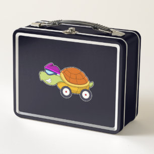 Turtle with Shell as Car Metal Lunch Box
