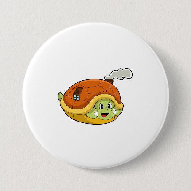 Turtle with Shell as House 7.5 Cm Round Badge (Front)