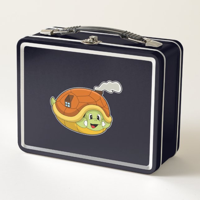 Turtle with Shell as House Metal Lunch Box (Front)