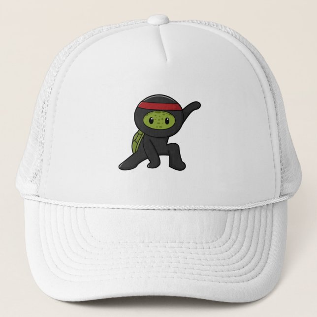 Turtle with Shell as Ninja Trucker Hat (Front)