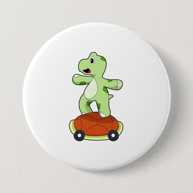 Turtle with Shell as Skateboard 7.5 Cm Round Badge (Front)