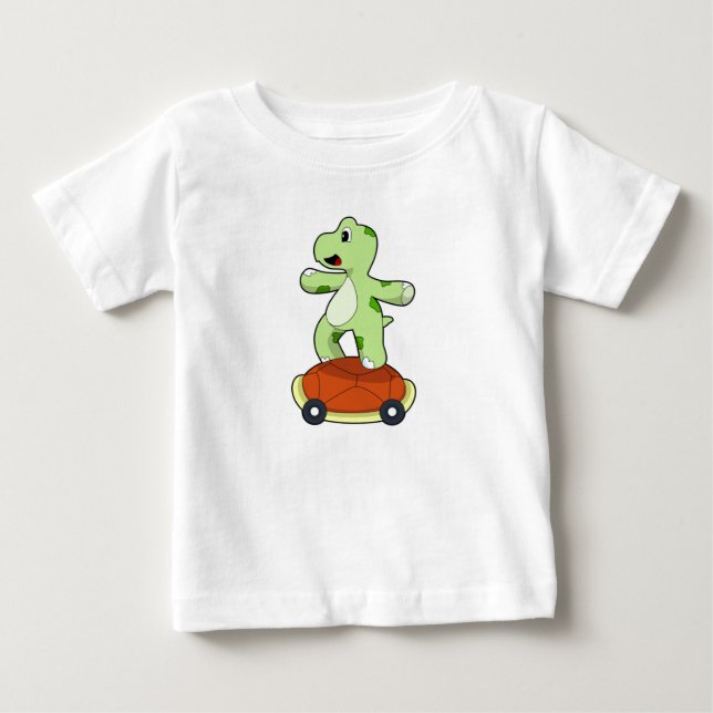 Turtle with Shell as Skateboard Baby T-Shirt (Front)