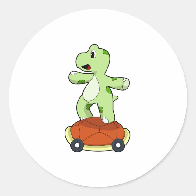 Turtle with Shell as Skateboard Classic Round Sticker (Front)