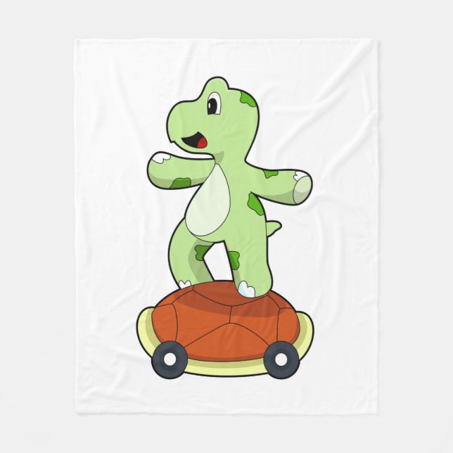 Turtle with Shell as Skateboard Fleece Blanket (Front)