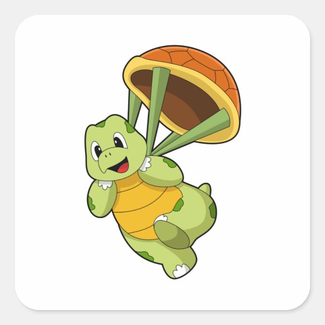 Turtle with Shell as Skydiver Square Sticker (Front)