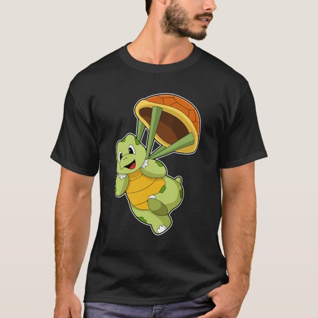 Turtle with Shell as Skydiver T-Shirt (Front)