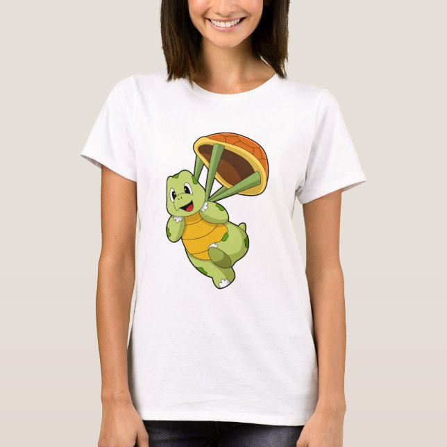 Turtle with Shell as Skydiver T-Shirt (Front)