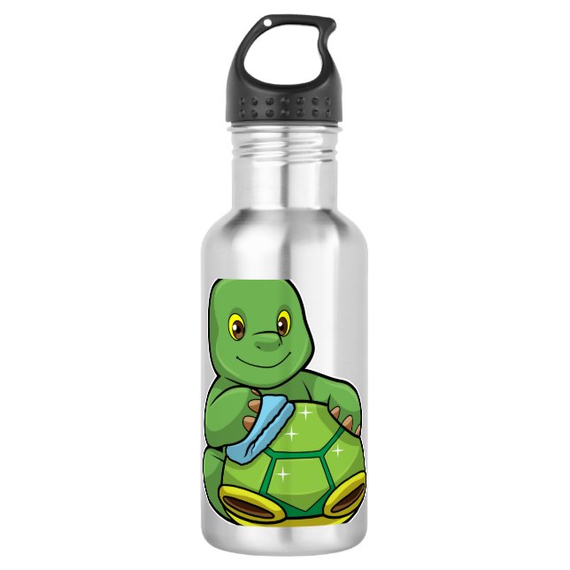 Turtle with Shell & Cleaning rag 710 Ml Water Bottle (Front)