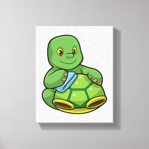 Turtle with Shell & Cleaning rag Canvas Print