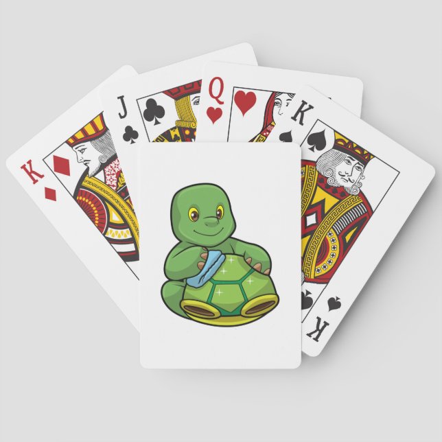 Turtle with Shell & Cleaning rag Playing Cards (Back)