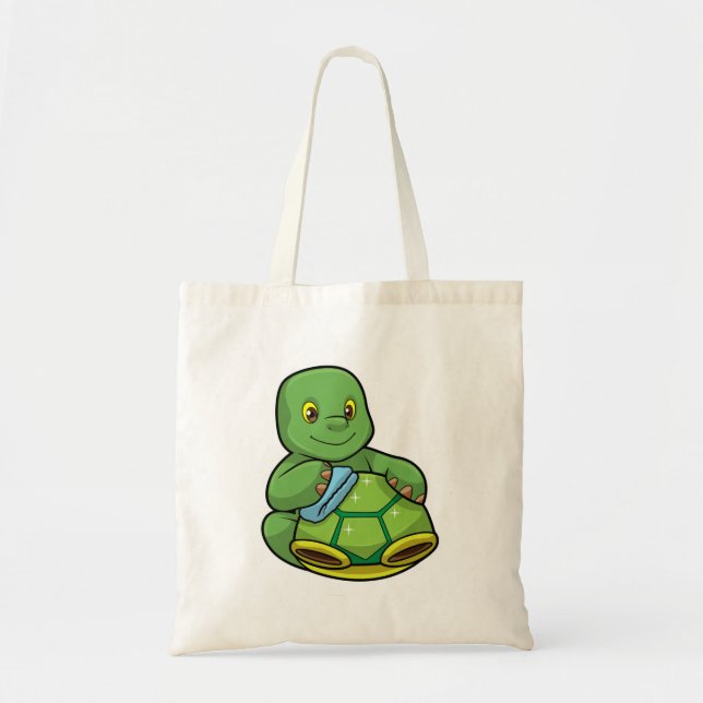 Turtle with Shell & Cleaning rag Tote Bag (Front)