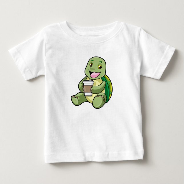 Turtle with Shell & Coffee to go Baby T-Shirt (Front)