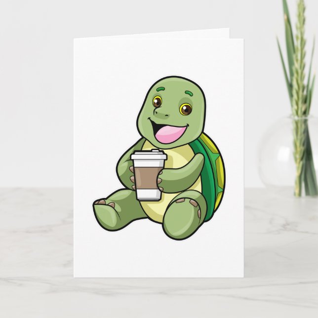 Turtle with Shell & Coffee to go Card (Front)