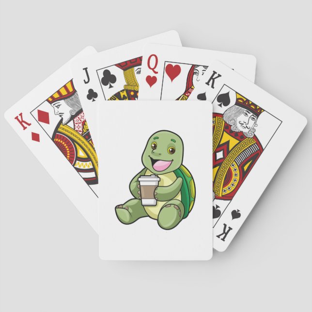 Turtle with Shell & Coffee to go Playing Cards (Back)