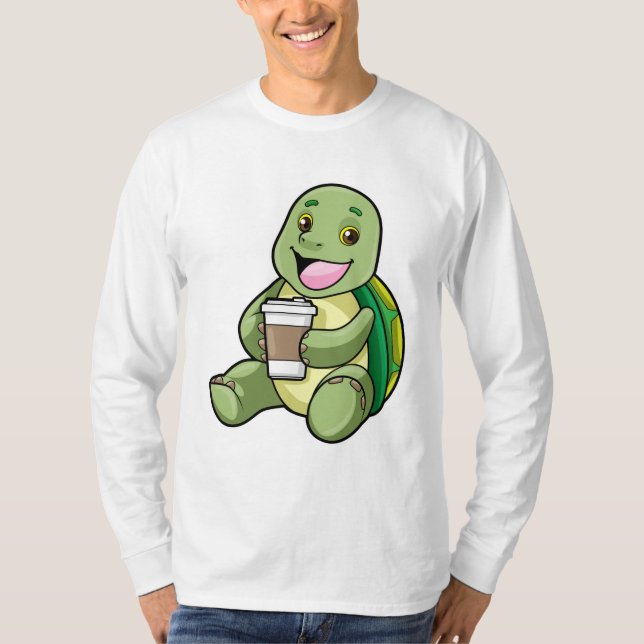 Turtle with Shell & Coffee to go T-Shirt (Front)