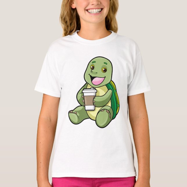 Turtle with Shell & Coffee to go T-Shirt (Front)