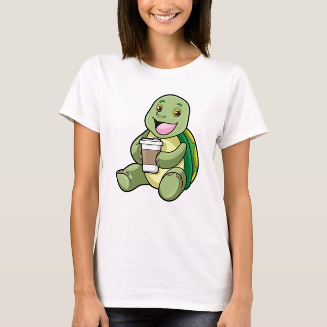 Turtle with Shell & Coffee to go T-Shirt (Front)