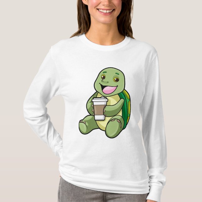 Turtle with Shell & Coffee to go T-Shirt (Front)