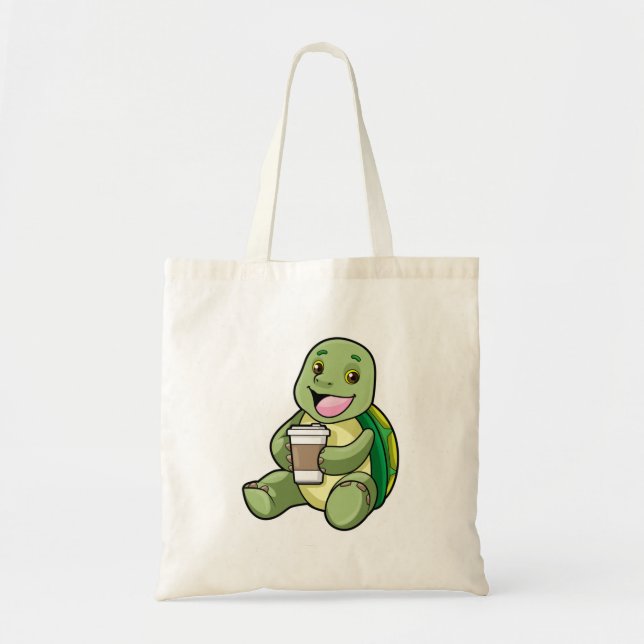 Turtle with Shell & Coffee to go Tote Bag (Front)
