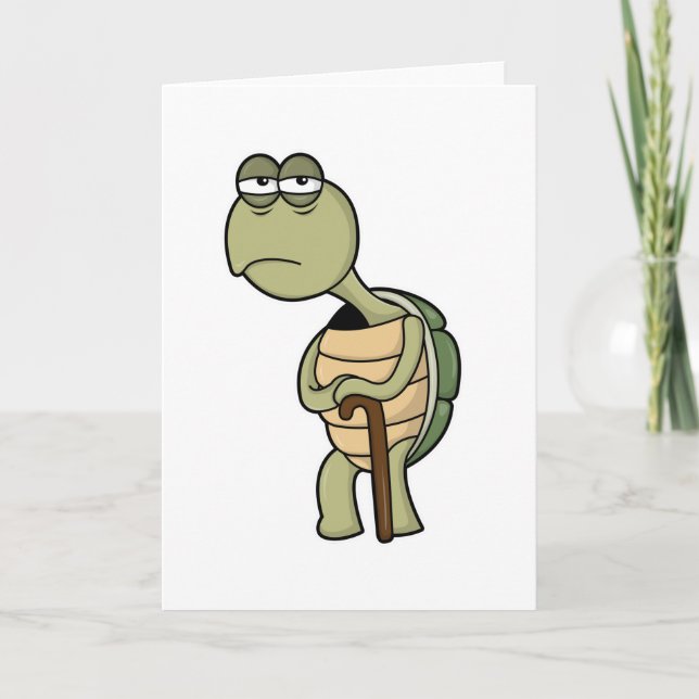 Turtle with Shell & Walking stick Card (Front)