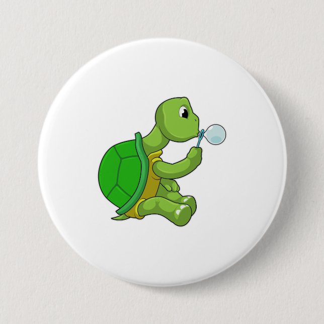Turtle with Soap bubbles 7.5 Cm Round Badge (Front)